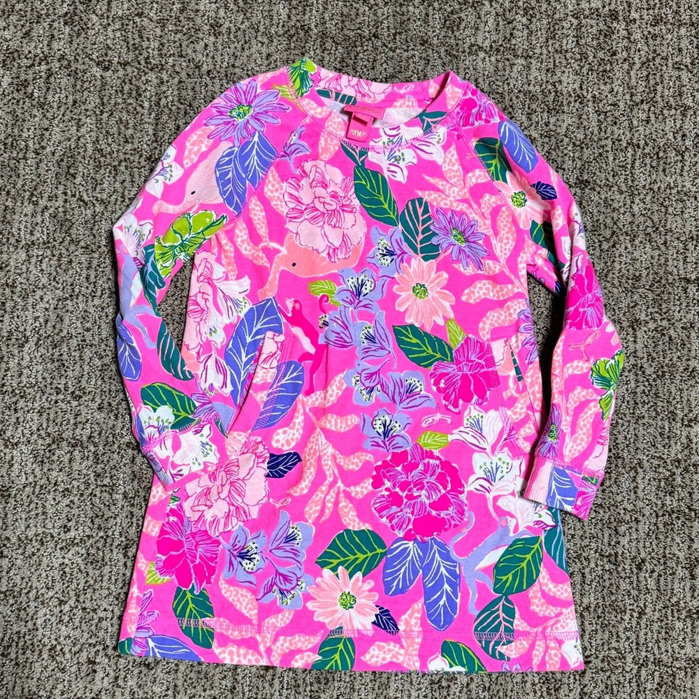 Lilly Pulitzer EUC Girl's Mini Beach Comber Dress in Pink Isle size S 4-5